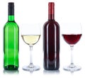 Red and white wine bottles glass alcohol isolated Royalty Free Stock Photo