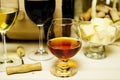 Red and white wine, brandy Royalty Free Stock Photo