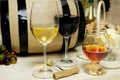 Red and white wine, brandy Royalty Free Stock Photo