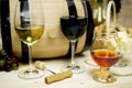 Red and white wine, brandy Royalty Free Stock Photo