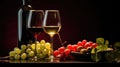 Red and white wine composition in mood lighting