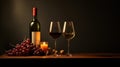 Red and white wine composition in mood lighting