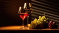 Red and white wine composition in mood lighting