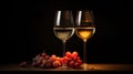 Red and white wine composition in mood lighting