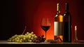 Red and white wine composition in mood lighting