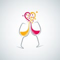 Red and white wine love concept background Royalty Free Stock Photo