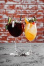 Red and white wine sangria with ice. Royalty Free Stock Photo