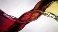 Red and white wine swirling in waves against a clean white backdrop Royalty Free Stock Photo