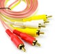 Red, white and yellow male cinch plugs Royalty Free Stock Photo