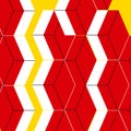 Red white zigzag cross on yellow background