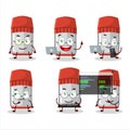 Red whiteboard marker Programmer cute cartoon character with