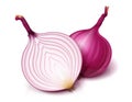 Red whole and half of onion. Useful vegetable Royalty Free Stock Photo