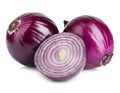 Red whole onion isolated on a white background.