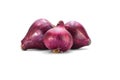 Red whole onions isolated on white background.