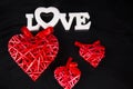 Red wicker heart has a black background, the day of lovers Royalty Free Stock Photo