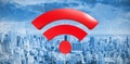 Composite image of red wifi symbol Royalty Free Stock Photo