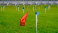 red wind direction flag biathlon shooting range. outdoor in the summer.