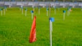 red wind direction flag biathlon shooting range. outdoor in the summer.