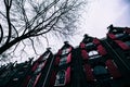 Red window in Amsterdam winter