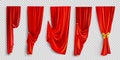 Red window curtains on transparent background Royalty Free Stock Photo