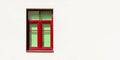 Red window frame on a light background wall facade of the house Royalty Free Stock Photo