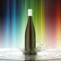 Red wine blank bottle without label on colored background water splash Royalty Free Stock Photo