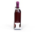 Red wine blank bottles with labels 3d render