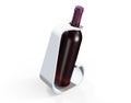 Red wine blank bottles with labels 3d render