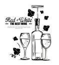 Red wine bottle and cup label Royalty Free Stock Photo