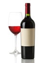 Red wine bottle with and empty label Royalty Free Stock Photo