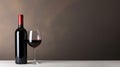 A red wine bottle and glass on a clean, empty background. Ai Generated Royalty Free Stock Photo