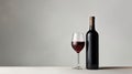 A red wine bottle and glass on a clean, empty background. Ai Generated Royalty Free Stock Photo