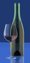 Red wine bottle and glass, 3D rendering