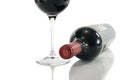 Red wine bottle with glass Royalty Free Stock Photo