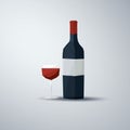 Red wine bottle and glass. Low poly vector design Royalty Free Stock Photo