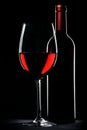 Red wine bottle and glass silhouette Royalty Free Stock Photo