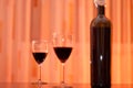 Red wine bottle and glasses Royalty Free Stock Photo