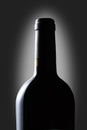 Red wine bottle isolated on dark background with clipping path include and copy space for your text Royalty Free Stock Photo