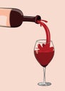 Red wine bottle pouring to glass Royalty Free Stock Photo