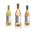 Red wine bottle. Set of white, rose, and red wine bottles. isolated on white background. Royalty Free Stock Photo