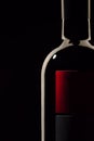 Red Wine bottle silhouette  on black background Royalty Free Stock Photo