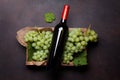 Red wine bottle and white grape Royalty Free Stock Photo