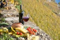 Red wine, cheese, bread and cherry tomatoes Royalty Free Stock Photo