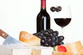 Red wine, cheese and grapes Royalty Free Stock Photo