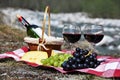 Red wine, cheese and grapes Royalty Free Stock Photo