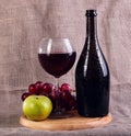 Red wine, cheeses and grapes Royalty Free Stock Photo