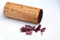 red wine cork and dry crystallized wine sediment on a white background Royalty Free Stock Photo