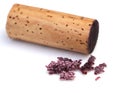 red wine cork and dry crystallized wine sediment on a white background Royalty Free Stock Photo