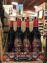 Red Wine on Display at Liquor Store