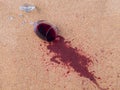 Red wine dropped on wool carpet Royalty Free Stock Photo